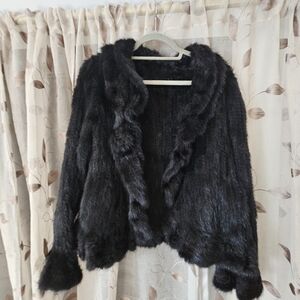 Chic Black Faux Fur Jacket